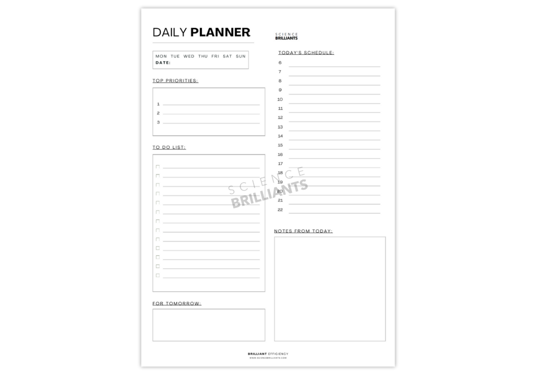 Daily Planner – Printable PDF for Time Management & Productivity